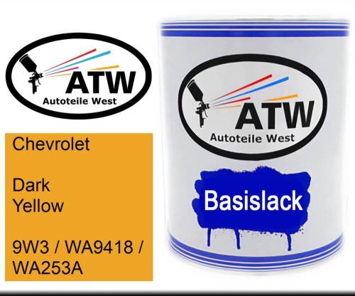 Chevrolet, Dark Yellow, 9W3 / WA9418 / WA253A: 1L Lackdose, von ATW Autoteile West.